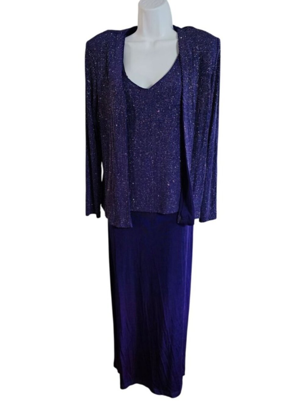 Ronni Nicole 12 Purple Glitter Tank Duster 2Pc Set Evening Archival Statement - Picture 2 of 10